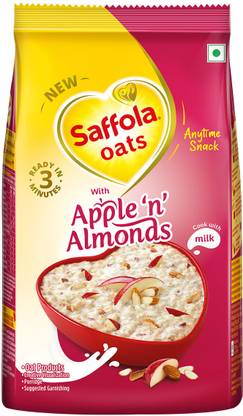 Saffola by Saffola Oats with Apple 'n' Almonds, Healthy & Tasty, Anytime Snack, 400g Pouch