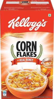 Kellogg's Cornflakes Real Honey, High in Iron,Vitamin B1, B2, B3, B6 & C, Breakfast Cereal Box
