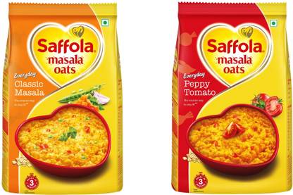Saffola Classic Masala & Peppy Tomato oats combo 500 Gm each Pouch