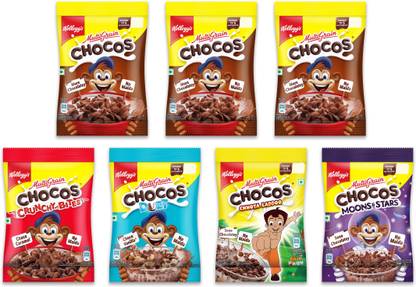 Kellogg's Chocos Variety Pack Multigrain | Power of 5 Nutrients | Kids Breakfast cereal Pouch