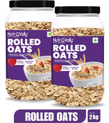NutroVally - Rolled Oats | Healthy Breakfast for Weight Loss | Gluten Free & Fiber Rich Jar