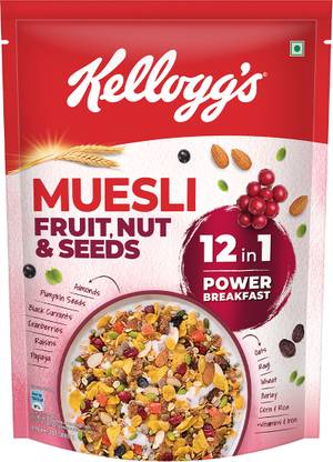 Kellogg's Fruit Nut & Seeds, 12-in-1 Power Breakfast, IndiaNo.1 Muesli Cereal Pouch