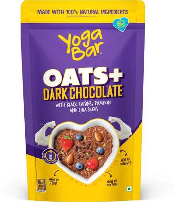 Yogabar Oats 400g, Dark Chocolate Oatmeal, Breakfast Cereal Pouch