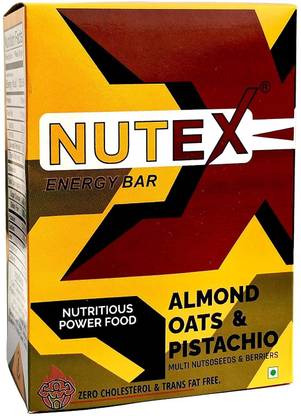 Nutex Energy Bars Almond, Cashew Flavors (Pack of 1 - 8 Bars of 50g Each) Box