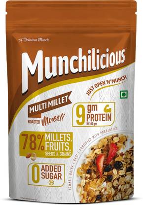 MUNCHILICIOUS Multi Millet Muesli | High in Protein & Fiber |Breakfast Cereal Pouch