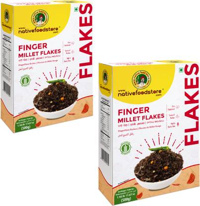 Nativefoodstore Millet FlakesCombo Ragi(Poha)- pack of 2-500g-Ragula,Kezhvaragu Box