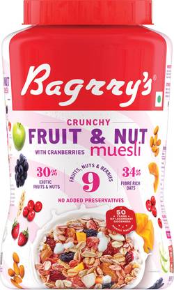 Bagrry's Fruit and Nut Cranberries Muesli Jar Plastic Bottle