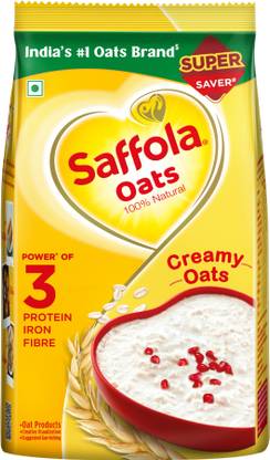 Saffola Oats, Instant Rolled Oats, Soft & Creamy Oats, Power of Protein, Iron & Fibre Pouch
