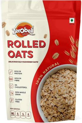 Zerobeli High Fiber Rolled Oats | Source of Protein, Gluten Free | Helps Curb Cravings Pouch