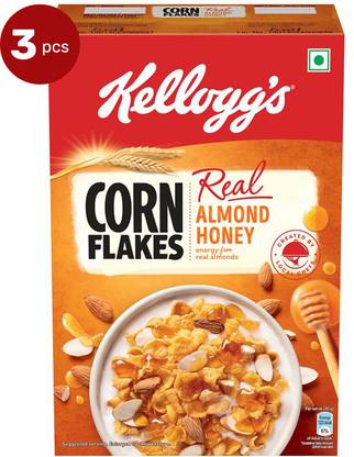 Kellogg's Corn Flakes Real Almond Honey, Breakfast Cerealss Box
