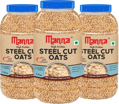 Manna Steel Cut Oats 4.5kg | Ready to Cook Breakfast Oats for Weight Loss | Wholegrain Jar