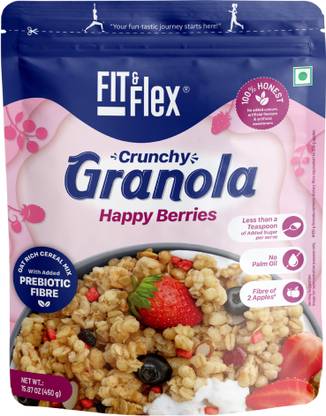 FIT & Flex Granola - Oat Rich Breakfast Cereal with Real Fruits - Happy Berries Pouch