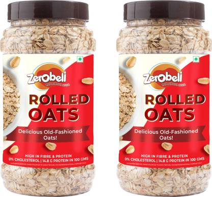 Zerobeli High Fiber Rolled Oats | Source of Protein, Gluten Free | Helps Curb Cravings Plastic Bottle