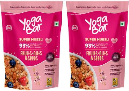 Yogabar Muesli 1.4Kg Fruits Nuts&Seeds|Wholegrain Breakfast |700g x 2 Pouch