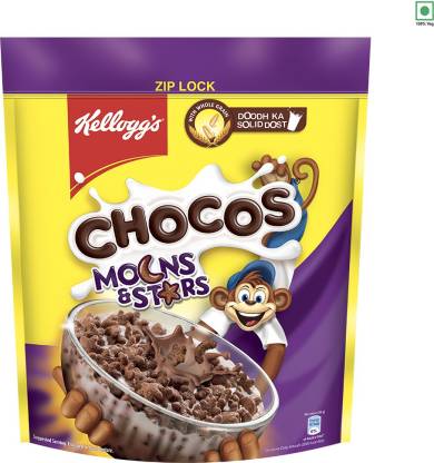 Kellogg’s Chocos Moons & Stars with Whole Grain, High in Calcium & Protein, Kid’s Cereal Pouch  (1200 g)