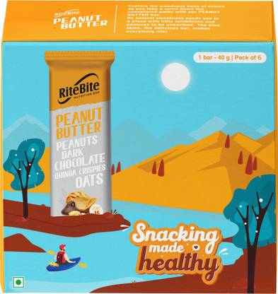 RiteBite Peanut Butter Nutrition Bar with Dark Chocolate | 0 Added Sugar, No Cholesterol Box