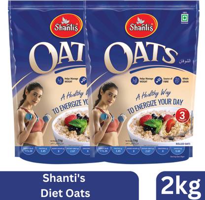 shanti's Diets Oats High in Fiber and Protein 1kg Pouch (pack 2) Pouch