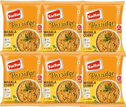 YUM YUM Instant Masala Curry Porridge/ Source of Protein & Fiber Low In Fat 192g Sachets Pouch