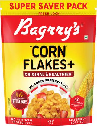 Bagrry's Corn Flakes Plus Original & Healthier (with Fibre Power) Pouch
