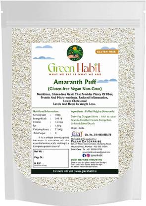greenhabit Amaranth Puff (Rajgira Puff) Vegan (200 gm Pack of 1) Pouch