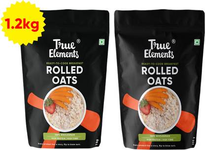 True Elements 100% Rolled Oats,high protein & fibre,weight loss & gluten free (1000 + 200 g) Pouch