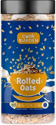 Cook Garden Rolled Oats, 100% Wholegrain Breakfast, High Protein and Fibre for Weight Loss, Plastic Bottle