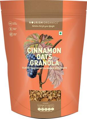 Nourish Organics Cinnamon Oats Granola Breakfast Cereals with Whole Nuts Box