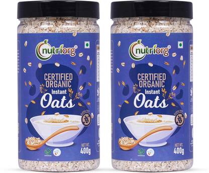 Nutriorg Certified Instant Oats 400 G Combo (400 gm x 2) Plastic Bottle