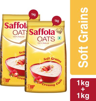 Saffola Oats, Instant Rolled Oats, Soft & Creamy Oats, Power of Protein, Iron & Fibre Pouch