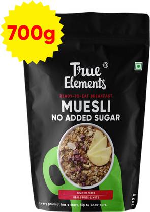 True Elements No Added Sugar Muesli - with Real Fruits, sugar free breakfast Cereal, Diet Food Pouch