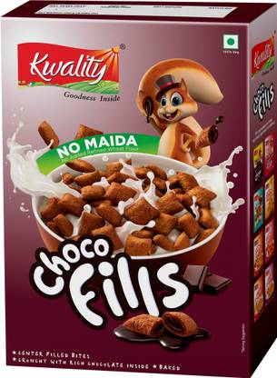 Kwality Choco Fills, 0% Maida, Filled With Rich Chocolate Breakfast Cereals for kids Box