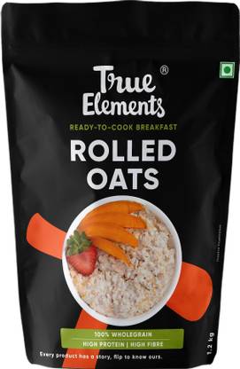 True Elements Rolled Oats, Wholegrain Breakfast, High Protein and Fibre for Weight Loss Plastic Bottle
