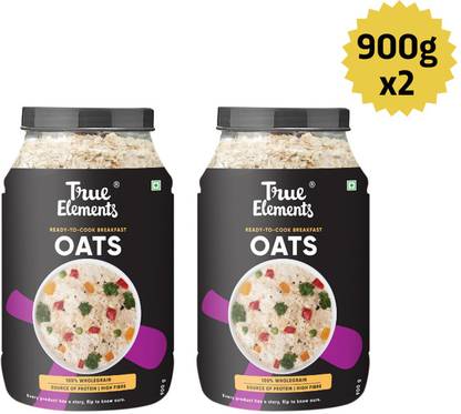 True Elements Whole Instant Oats, protein, 100 % natural, High Fibre breakfast for weight loss Plastic Bottle