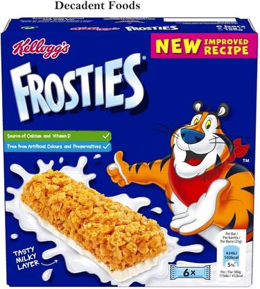 Decadent Foods Kellogg Frosties A Delightful & Delicious Snack Cereal Bar Box