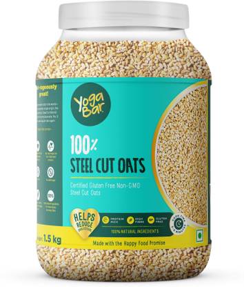 Yogabar by Yogabar Steel Cut Oats 1.5kg|Protein Breakfast & Gluten Free|100% Whole Grain Plastic Bottle