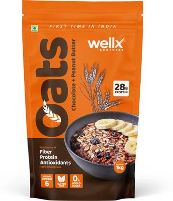 Wellx Brothers Chocolate Peanut Butter Oats 1 kg Pouch