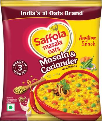 Saffola Masala Oats, Tasty Evening Snack, Healthy Snack, Masala & Coriander Pouch