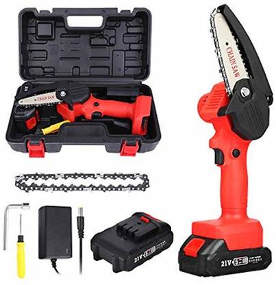 MDATOOLS Cordless 4" Mini Electric Chainsaw -One-Hand Pruning Saw Battery-Powered for Tree Trimming Wood Cutting, Charger Included,2 Battery and Box Corded Chainsaw