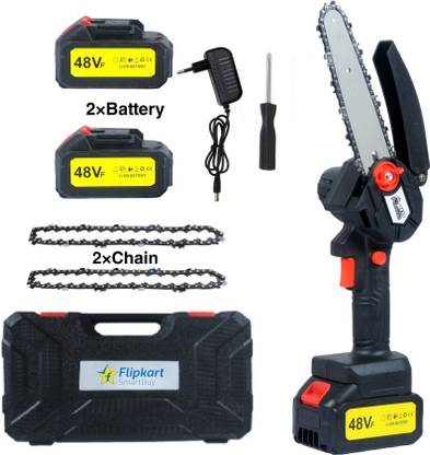 Flipkart SmartBuy Cordless Chainsaw 6 Inch Electric Mini Chainsaw with 2 Battery and 2 Chain for Garden, Wood Cutting and Pruning Farm, DIY Wood Projects and Ranch Work Cordless Chainsaw