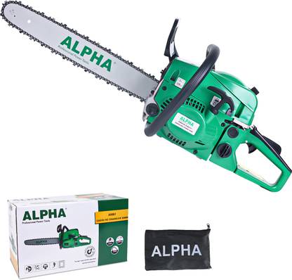 ALPHA Heavy Duty Chainsaw With 2 Stroke 58CC Air Cooled Petrol Engine Power With 22" inch Blade/Bar Ideal Use For Farm, Garden Tree , Wood Cutting. Fuel Chainsaw