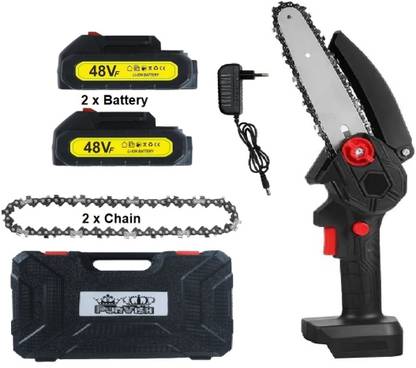 purvish Cordless Chainsaw, 6-Inch Electric Mini Chainsaw with 2 Battery and 2 Chain for Garden, Wood Cutting and Pruning Farm, DIY Wood Projects and Ranch Work Cordless Chainsaw