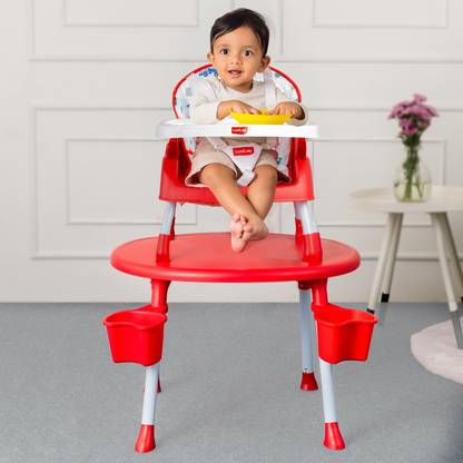 LuvLap 4-in-1 Convertible Baby High Chair with Printed Cushion & 5-Point Safety Belts