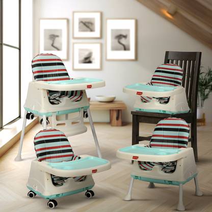 LuvLap High Chair with Wheels, 3 Height Adjustments, Cushion for Comfort