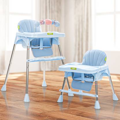 baybee 3 in 1 Invictus Convertible High Chair for Kids with Adjustable Height and Footrest, Baby Toddler Feeding Booster Seat with Tray, Safety Belt and Cushion, Boys Girls 6 Months to 3 Years (Blue)