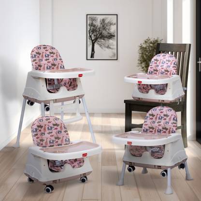 LuvLap High Chair with Wheels, 3 Height Adjustments, Cushion for Comfort