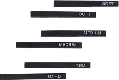 ArtRight Compressed Charcoal 2 hard, 2 medium, 2 soft levels of texture for light to dark gradients. Stick