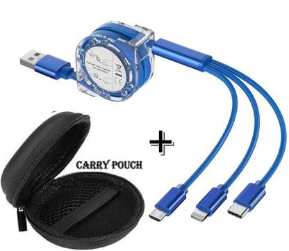 BUFONA Retractable Fast Charger Cord DataCable Multipin Charging Cable+Carry Pouch Charging Pad