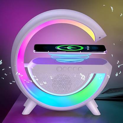 The Whimsify Store Wireless Charger 4 in 1 Lamp with Bluetooth Speaker Music 15W Fast Charging Charging Pad