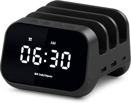 DailyObjects Black Clock & Dock Charging Station Charging Pad