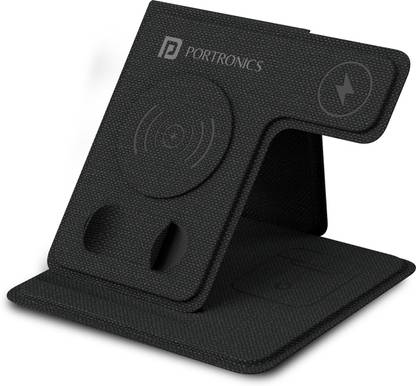 Portronics Freedom Fold 3 15W 3 in 1 Foldable MagSafe Compatible Wireless Charger Charging Pad